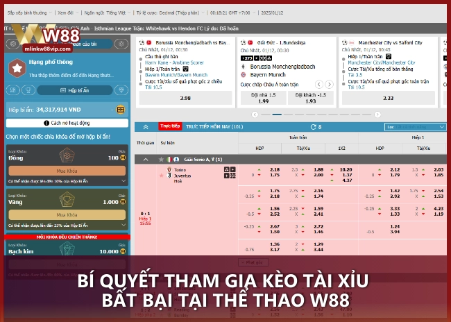 Bí quyết tham gia kèo Tài Xỉu bất bại tại thể thao W88