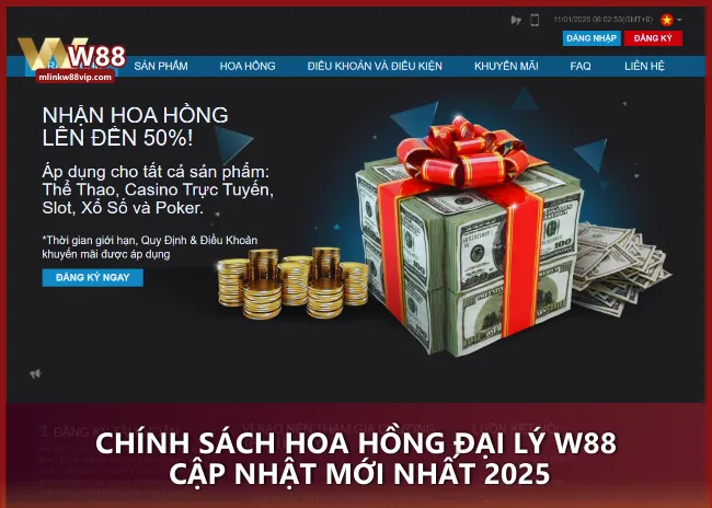 Chính sách hoa hồng đại lý W88 cập nhật mới nhất 2025