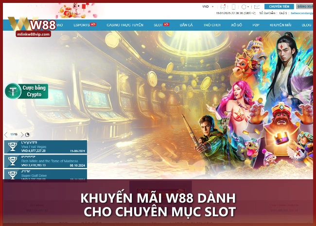 Khuyến Mãi W88 dành cho chuyên mục Slot