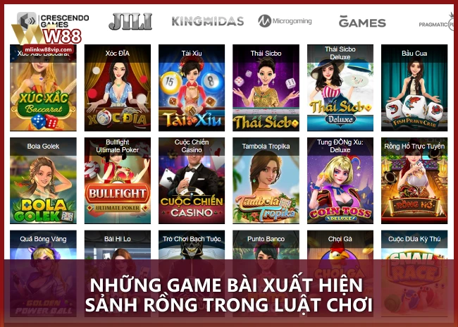 Những game bài xuất hiện sảnh rồng trong luật chơi