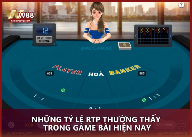 Những tỷ lệ RTP thường thấy trong game bài W88  