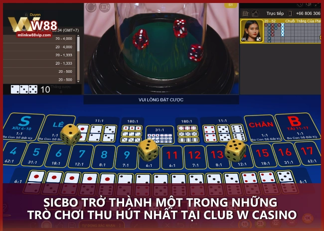 Sicbo trở thành một trong những trò chơi thu hút nhất tại CLUB W CASINO