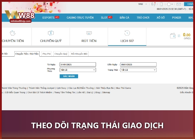 Theo dõi trạng thái giao dịch